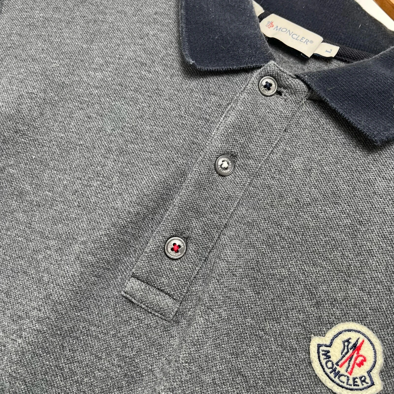 Moncler long sleeve grey polo shirt £320 RRP image 3