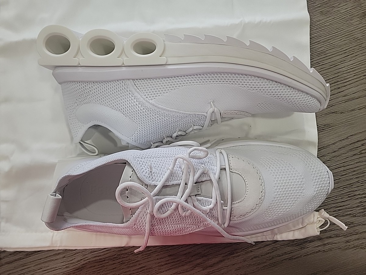 Salvatore Ferragamo Men’s White Knit Athletic Sneaker new with box $1100 MSRP Salvatore Ferragamo White Canvas Lace-Up Sneakers Men main image 4