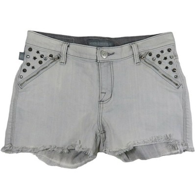Pixie Rock & Republic Light Grey Cut Off Denim Studded Shorts - Women's 6