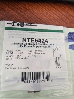 NTE5424 Silicon Controlled Rectifier (SCR) TV Power Supply Switch