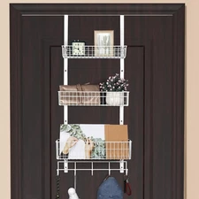 ETELI Over The Door Basket Organizer with 3 Mesh Baskets and 5 Hooks Heavy Du...