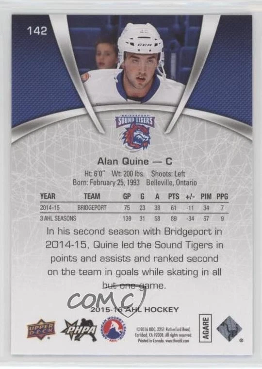 2015-16 Upper Deck AHL Short Print Alan Quine #142 - Image 2 of 2
