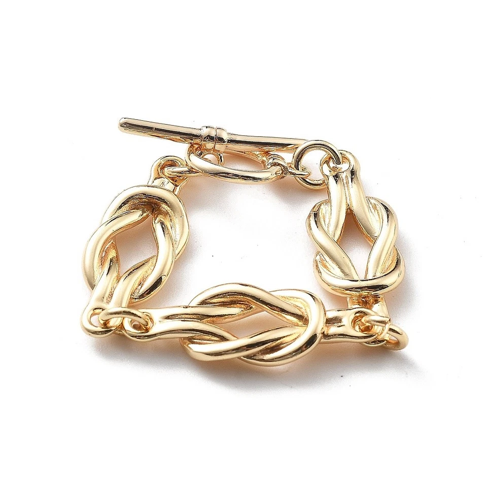 5x Brass Knot Toggle Clasps Gold Hooks Pendants for DIY Necklace Jewelry Making - Image 3 of 3