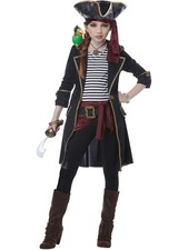 High Seas Pirate Captain With Parrot Girl's Costume Medium 8-10