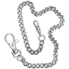 Pocket Watch Chain Albert Chain Silver Color Brass Curb Link Chain with Large...