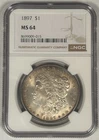 1897 Morgan Silver Dollar Coin Toned NGC MS 64