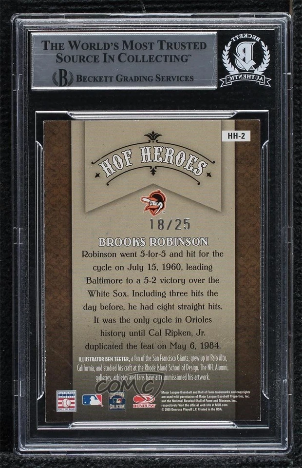 BAS 2005 Donruss Diamond Kings HOF Heroes Gold /25 Brooks Robinson BGS Authentic - Image 2 of 2