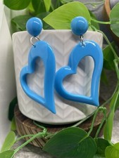 3  Silver-tone Acrylic Heart Drop Dangle Earring Set New Free Ship B8926