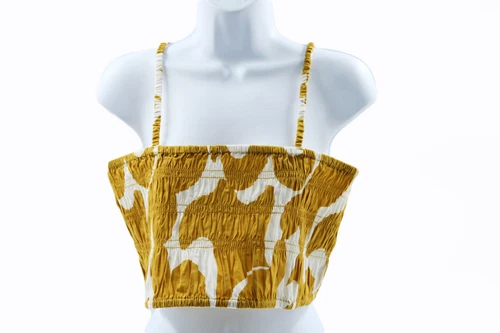 Teen Top A New Day Teens Women's Slim Fit Smocked Tiny Top Yellow/Cream Size L