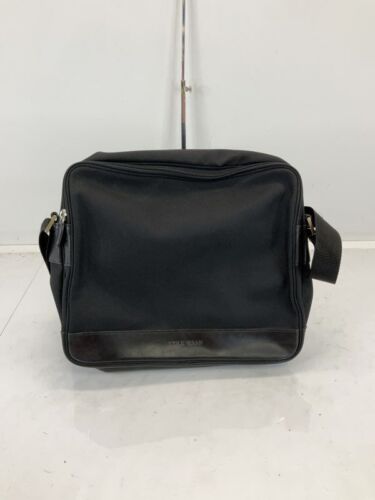 Cole Haan Black Fabric Leather Messenger Bag