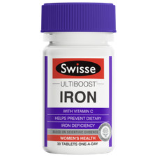 Swisse Ultiboost Iron 30 Tablets with Vitamin C Spirulina Fatigue Women's Health