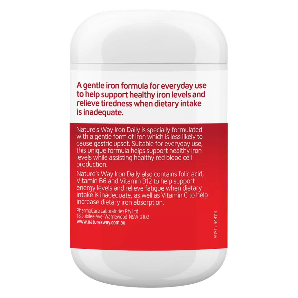 Nature's Way Iron Daily 120 Tablets Support Energy levels Gentle on Stomach - image 2 of 3