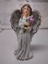 Angel Figurine Garden Holding Flowers True Living Outdoors Decor 5 1/2" Tall