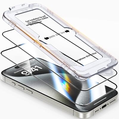 2X 6D Echt Schutzglas für iPhone 17 16 15 14 Pro Max Hartglas EASY INSTALL 9H