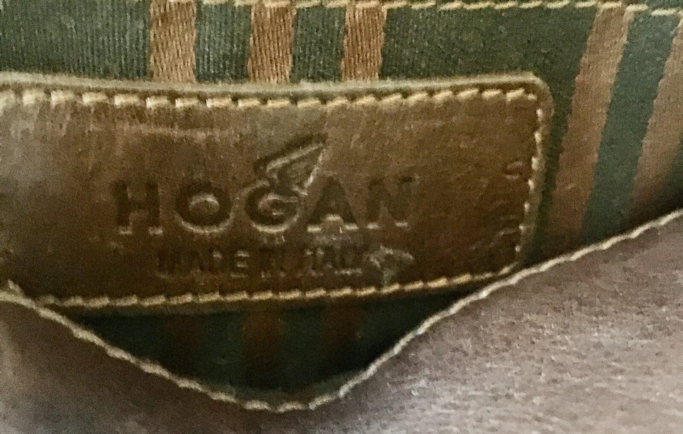  Bolso de Mano Hogan Precioso Vintage Damas V Cuero Marrón Suave/Cocodrilo Bolsa para el Polvo Foto 4 de 4