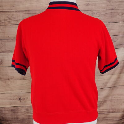 VINTAGE RED 2-TONE TWO TONE BLANK SHORT SLEEVE SWEATSHIRT SZ L 60s 