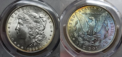 1886 P Morgan Silver Dollar $1 PCGS MS 65 VAM 1A Top 100 Beautiful Toning !!