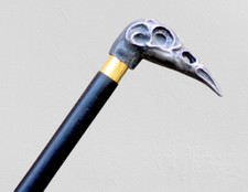 Antique Raven Skull Walking Stick Hand Carved Revan Personal Protection Cane
