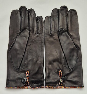 Paul Smith Lederhandschuhe gestreift getrimmt schwarz M