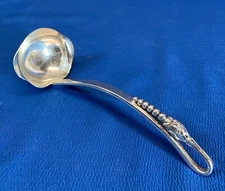 SANBORNS MEXICAN STERLING SILVER HAND-CRAFTER SAUCE LADLE FLOWER BUD & BALLS