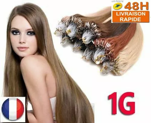 25-100 EXTENSIONS DE CHEVEUX POSE A FROID EASY LOOP NATURELS REMY 0.5/1G 53-60CM - Imagen 1 de 15