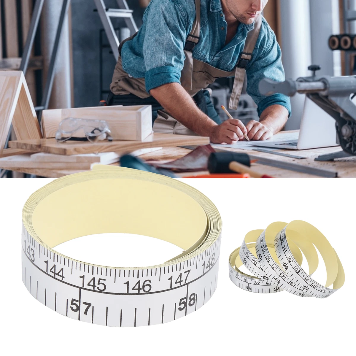 Adhesive Measuring Tape Double Scale Stick On Workbench Ruler Tape