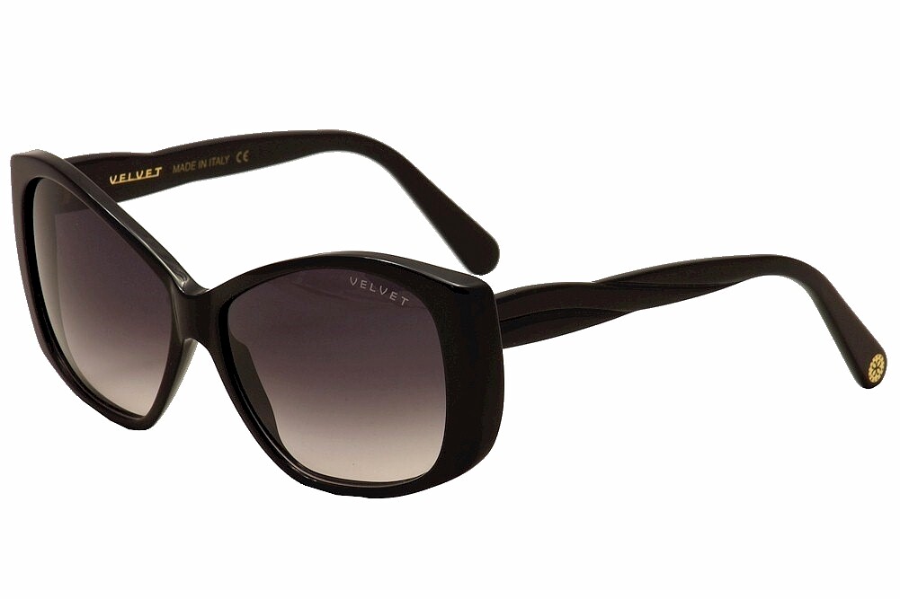 Бархатные очки женские Lucy V012BK05 V/012BK05 Черные модные солнцезащитные очки 55 мм