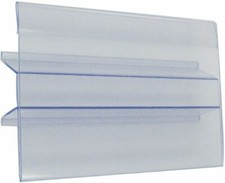 Clear Plastic Sign Holder With Built in Shelf Clip. 3 1/2"H X 5 1/2"W- 5 LOT