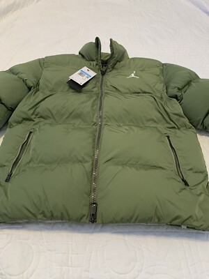 Nike Jordan Essentials Poly Puffer Jacket Sky J Olive FB7331 340 Medium New $185