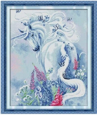 Unicorn Garden Cross Stitch Complete Kit 14ct 49 x 60cm D322 Joy Sunday