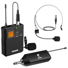 TONOR UHF Wireless Microphone System with Headset Mic/Lavalier Lapel Mic Body...