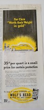 1942 Wolf"s Head Motor Oil for cars worth their weight in gold vintage ad