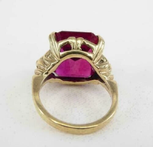 3.20Ct Emerald Lab Created Red Ruby Vintage Ring 14K Yellow Gold Silver Plated - Image 2 of 4