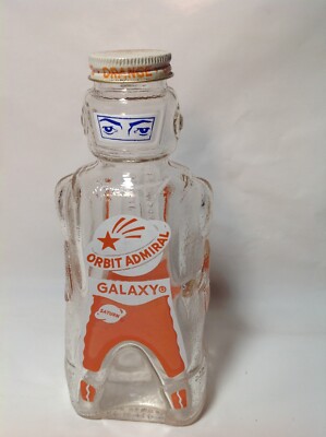Galaxy Space Man '' Orbit Admiral'' Orange bottle & coin bank Rare