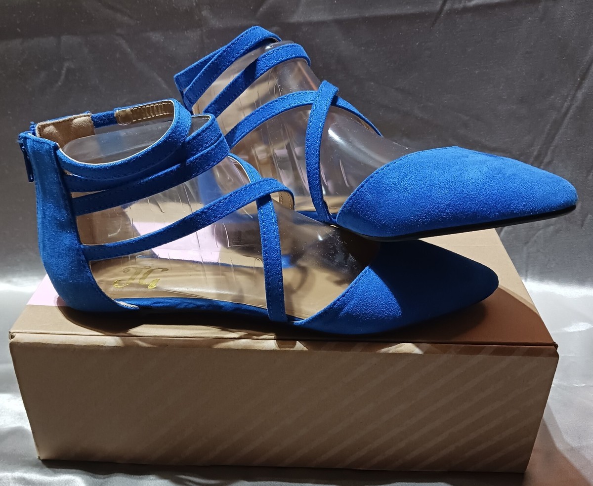 Journee Collection- Women's Marlee Faux Suede Flat Strappy Sandals Size