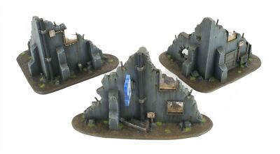 Ruinierte mehrstöckige Gebäude 3er Set - 28 mm Wargaming Gelände Landschaft
