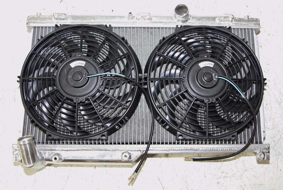 Radiador de doble núcleo + ventiladores para 93-95 Mazda RX-7 RX7 Touring/R2/Base cupé MANUAL Foto 3 de 4