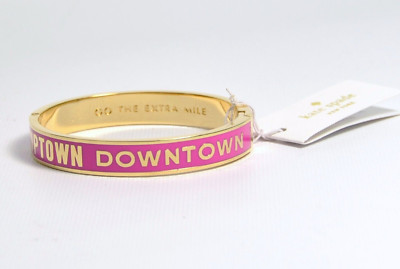 Kate Spade New York Go The Extra Mile Idiom Hinged Bangle Snapdragon Pink NEW