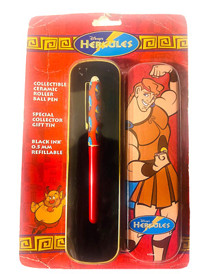 Disney's Hercules Ceramic Roller Ball Point Pen Special Collector Tin Refillable