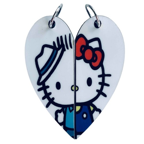 Hello Kitty & Dear Daniel Matched Hearts Pendants – Cute Couples or BFF Gift - Picture 2 of 7