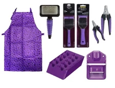 8 Piece Purple Grooming Tool Kit Professional Basic Pet Groomer's Gear Bundle 
