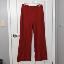 Vintage 70s Flared High Rise Seam Front Deep Orange/Red Pants -Retro Hippie