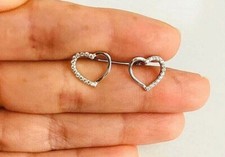 925 Sterling Silver Heart Earrings - 925 Silver 11mm Stud Earrings  - ESE32