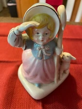 Vintage Shepherd Girl with Lamb Flower Holder as shown