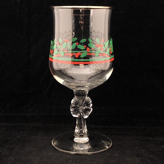 Libbey Arbys Christmas Holiday Holly Berry Wine Glass eBay
