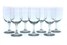 Mid Century Modern Smoke Gray Glass Stemmed Cordial Glass-Set of 7