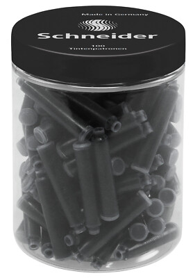 100 x Schneider Tintenpatronen Standard für Füllhalter Füller schwarz Runddose