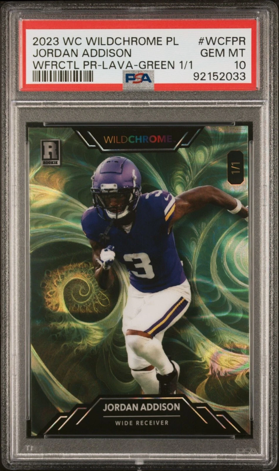 Jordan Addison Wild Card Wildchrome Pro-Look Wildfractal Promo #WCFPR Lava Foil-Green 1/1