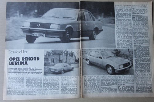 Original 1978 Motor mag road test No 5/78 (folded): OPEL REKORD BERLINA
