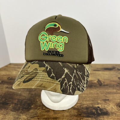 Vintage Ducks Unlimited Green Wing Teal Trucker Hat Mesh Back